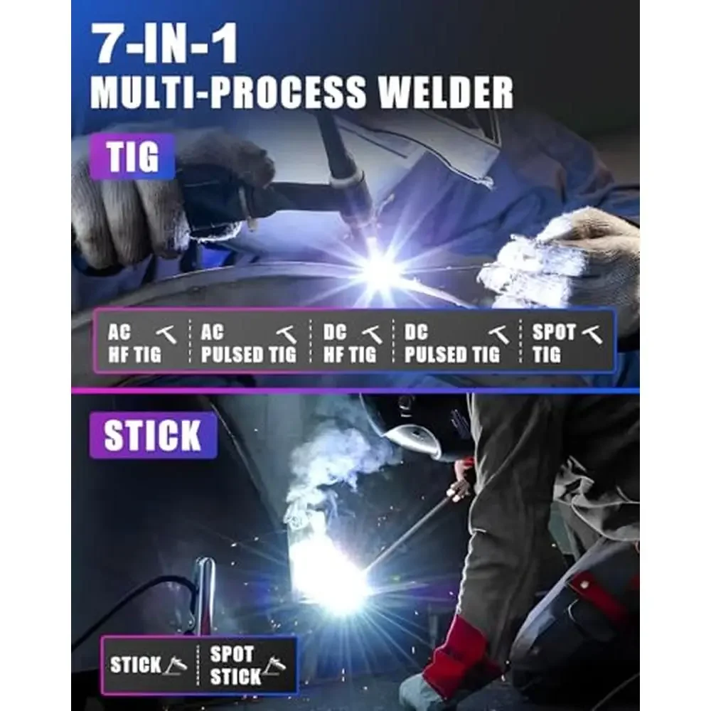 7-in-1 AC/DC TIG Welder 200A with Pulse Function Aluminum/Stainless Steel Welding Machine Kit 2