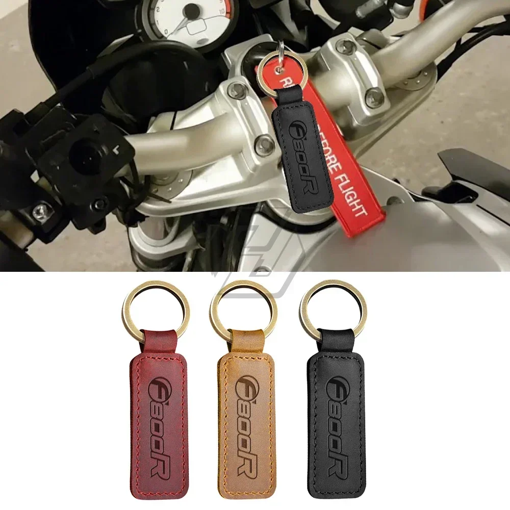 

For BMW F800R F800 R -Crazy Horse Skin Motorcycle Cowhide Keychain Key Ring