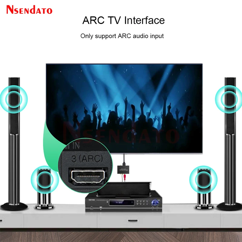 HDMI ARC DAC Audio Extactor Converter HDMI ARC To RCA Audio Adapter Optical Coaxial to 3.5mm Digital to Analog Audio Converter