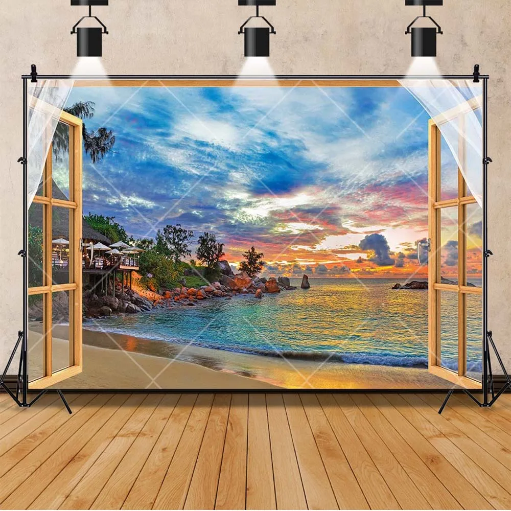 Window Outdoor Landscape Eiffel Tower Backdrop Interior Party Decorations Balcony Backgrounds For Photographs Photo