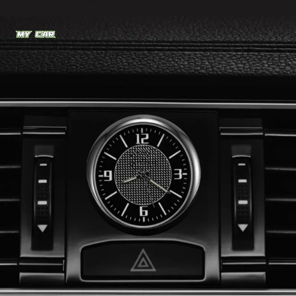 Titanium Alloy Round Luminous Car Dashboard Clock, Mini Digital Timepiece