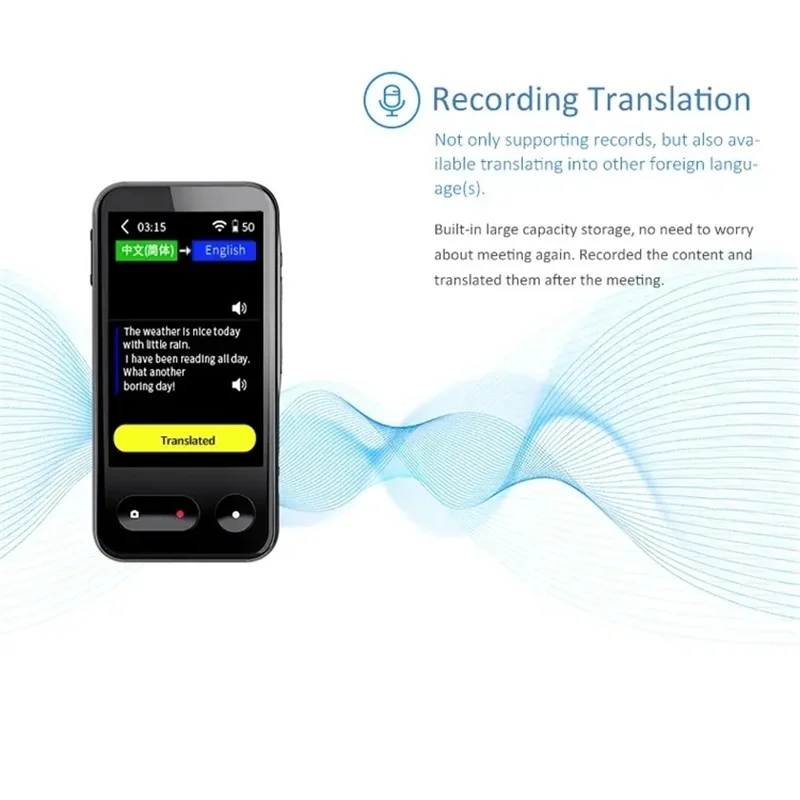 4G Translator T7 Intelligent Voice Translation 4.0inch Touch Screen Recording WIFI 138 Language Translate