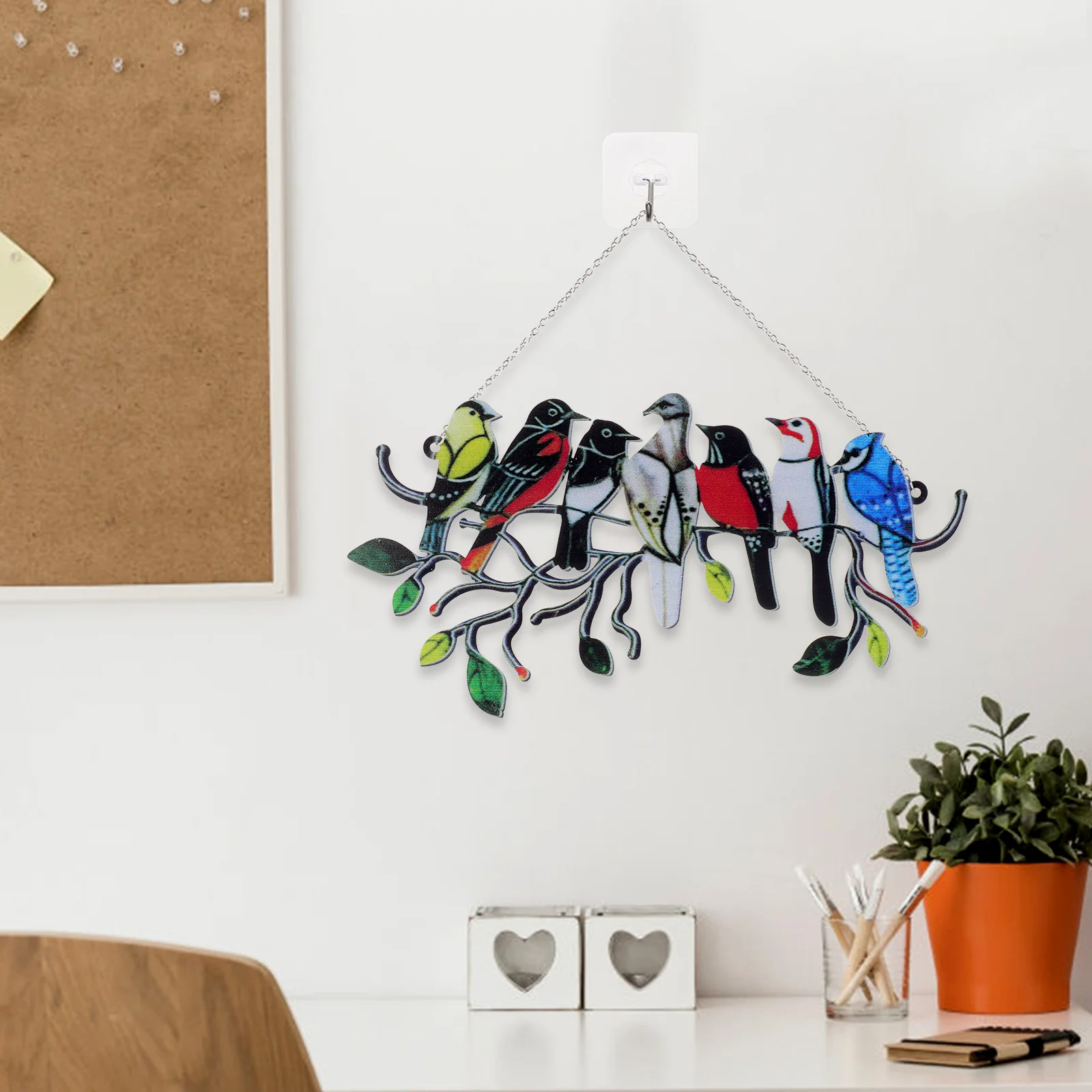 

Alloy Bird Pendant Chain Shaped Adornment Wall Hanging Decor Decorative Window Home