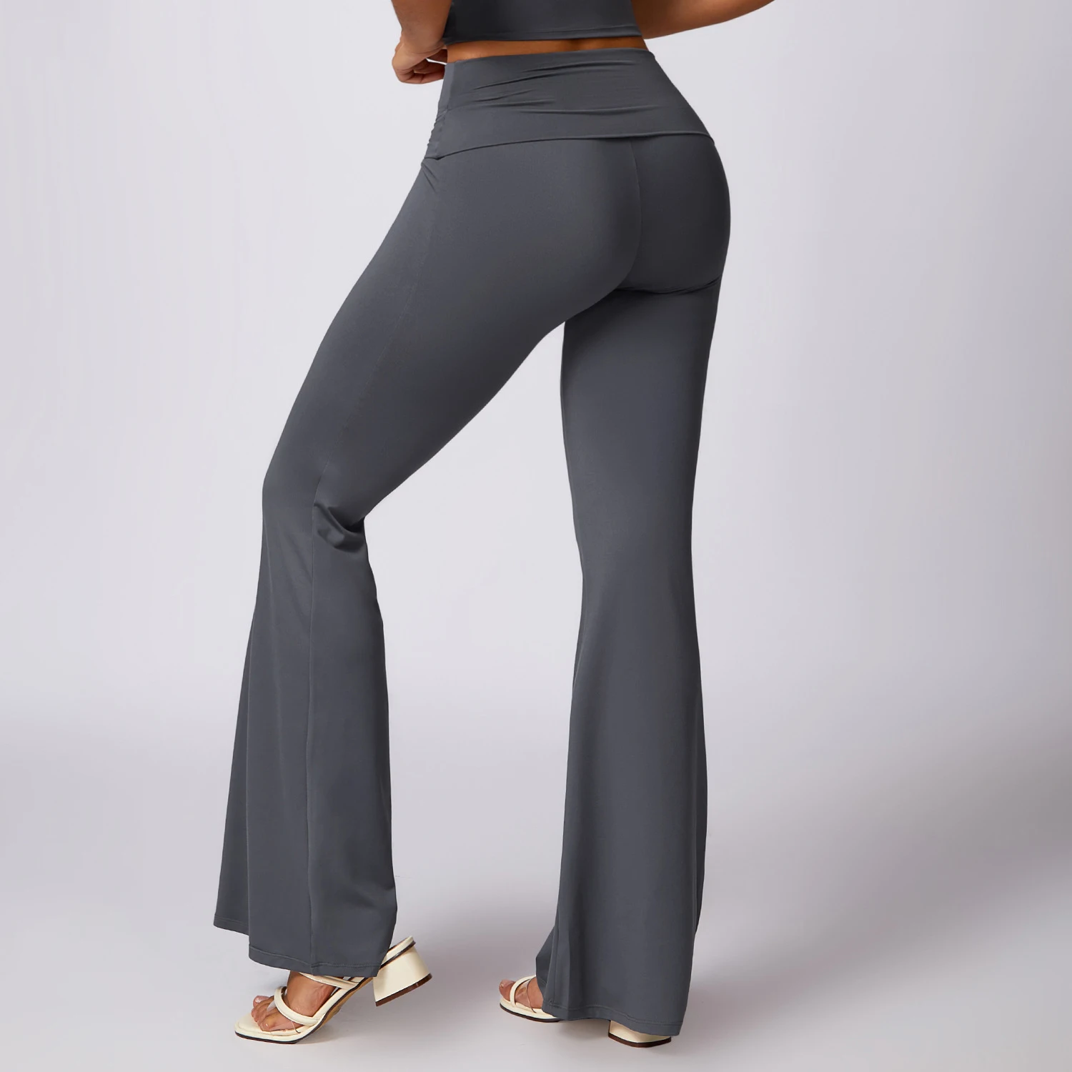 

Casual Fitness Wide-legged Yoga Pants Outer Wear Elastic High-waisted Micro Pants Women Quick-drying Sports Tight Flare Pants