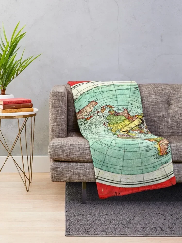 Gleason 1892 Flat Earth Map | Research Flat Earth Throw Blanket Furrys valentine gift ideas Sofa Throw Blankets 2