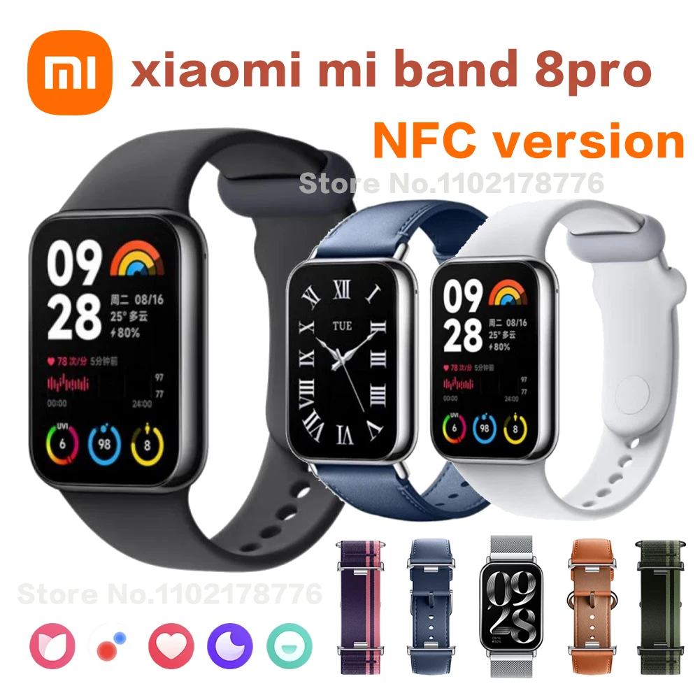 Xiaomi Mi Band 8 Pro Smart Bracelet 1.74 AMOLED Screen Miband 8 Pro Blood  Oxygen Fitness Traker SmartWatch NFC Sport Smart Band