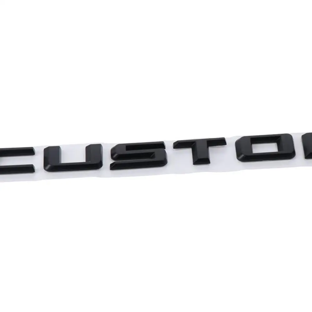 Black CUSTOM Letters Emblems Badge Letter Style 9.13×0.79in 3D Car Bumper Badge Stickers ABS Car Rear Trunk Tailgate Decals