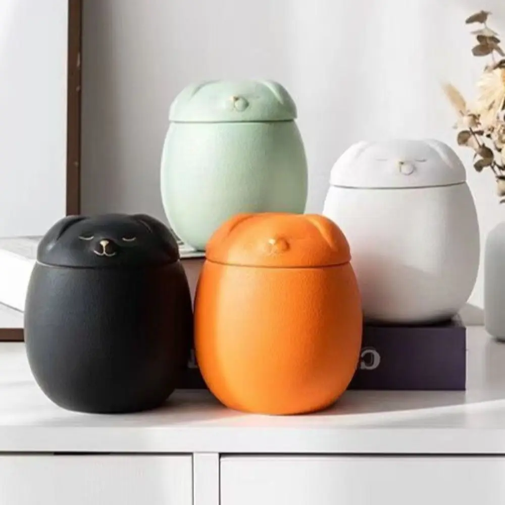Ceramic Funeral Urn for Pets 200ml Dog/Cat Shape Dog Cat Cremation Urns with Lid Memorials Keepsake Memory Box Dog Supplies