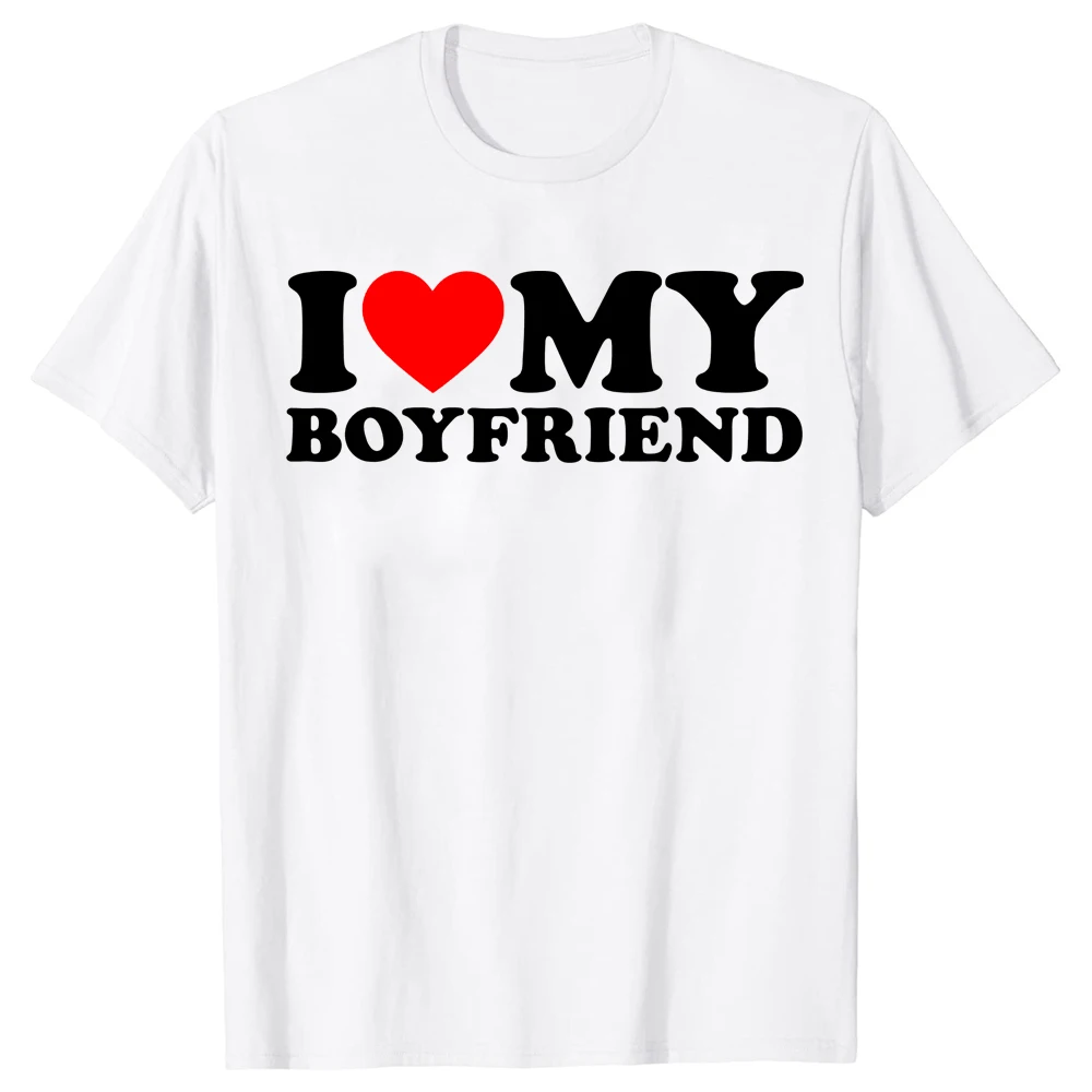 I Love My Girlfriend So Please Stay Away From Me Summer New Love Couple Funny Short Sleeve Round Neck Print T-Shirt