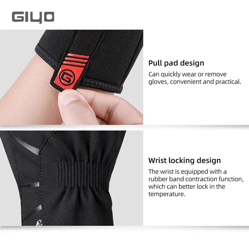 Giyo S-15 Winter Cycling Gloves Waterproof Thermal Touch Screen Gloves SBR Filling Shock Absorbing for Riding Skiing Climbing 6