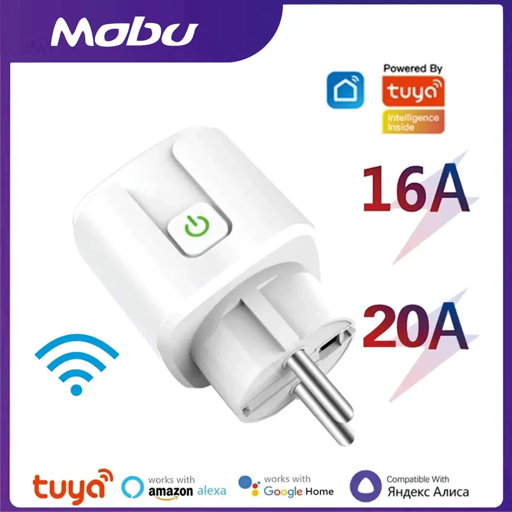 Enchufe inteligente con Wifi, toma de corriente de 16A/20A, AC100-240V, Alexa, Google Home, Control por voz, aplicación Tuya Smart Life