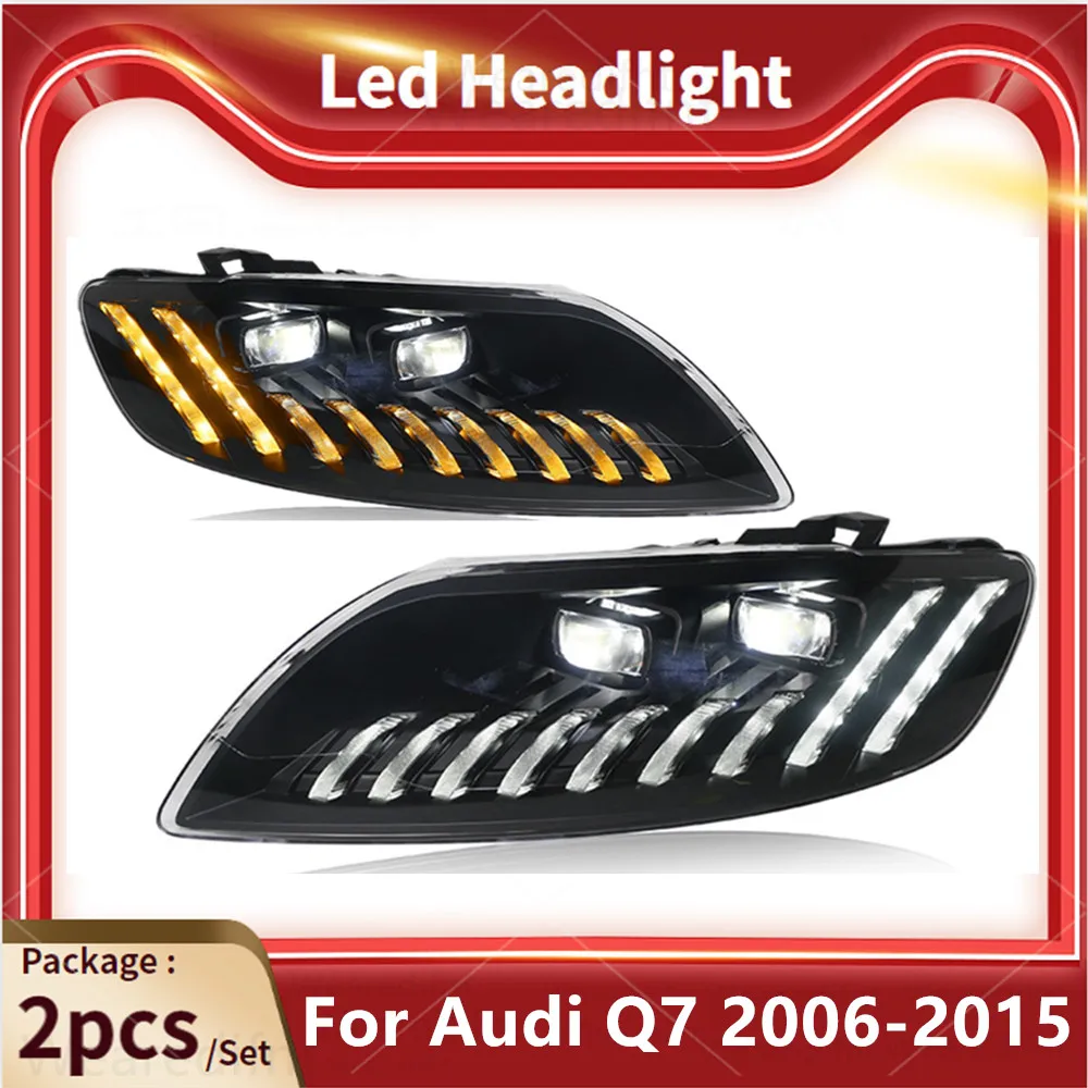 

Car Led Headlights For Audi Q7 2006-2015 Upgrade Q8 Style Headlights All LED DRL Moving Turn Signal Lamp Headlamps Auto Assembly