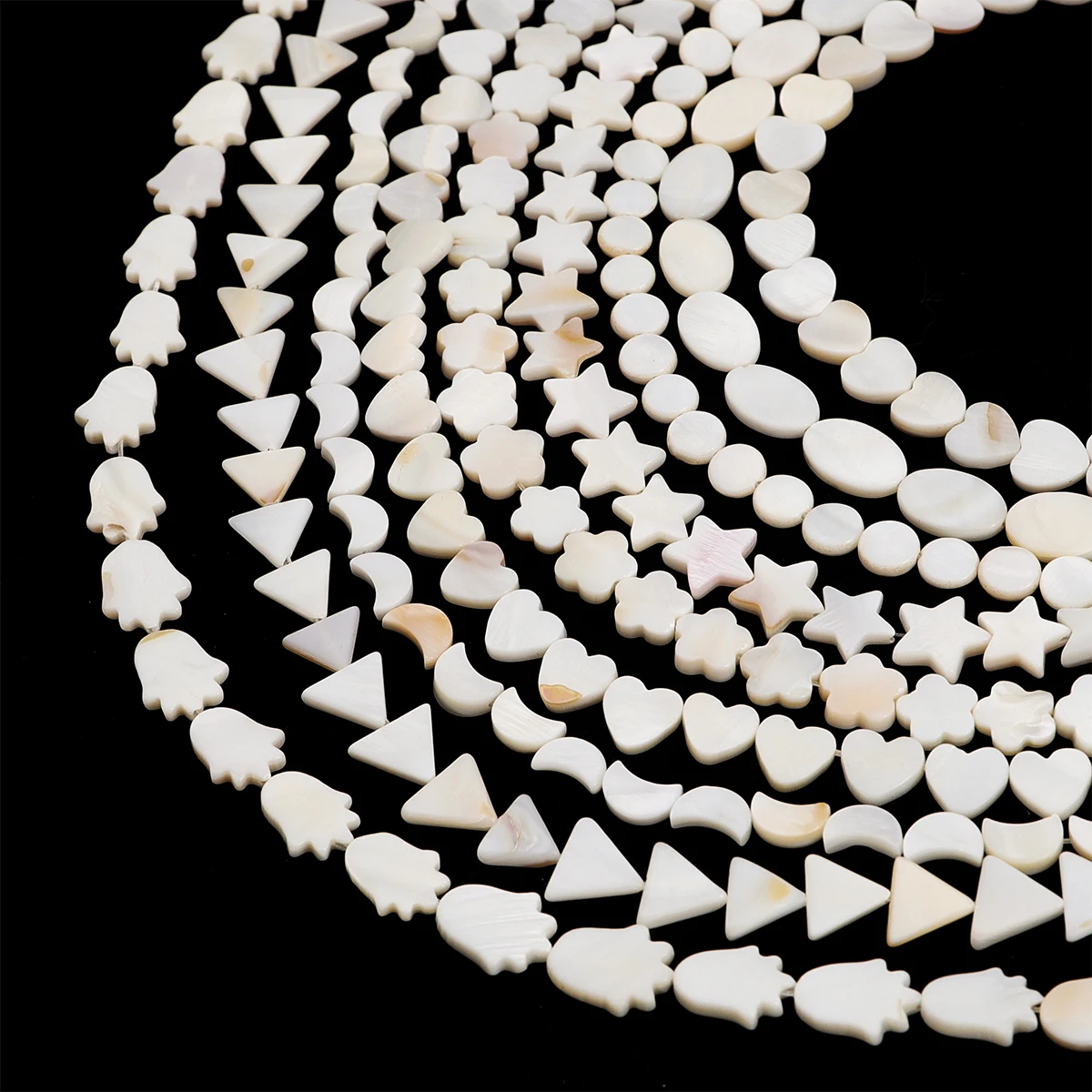 Natürliche Weiß Shell Perlen Mutter der Perle Liebe Herz Kreuz Stern Mond Runde Spacer Perlen Für Schmuck Machen DIY Armband handmade – Detail 3
