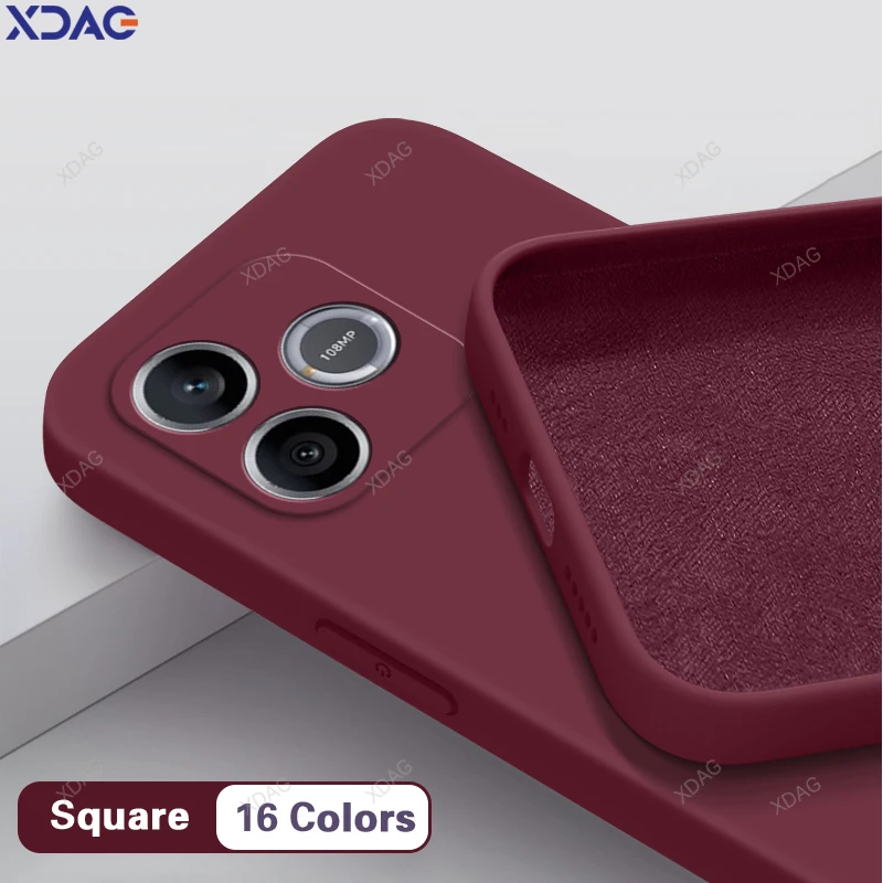 Square Candy Liquid Silicone Shockproof Phone Case Back Cover with Lens Protection