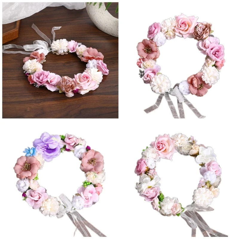 

B36D Bride Flower For Wedding Floral Garlands Hair Wreath Flower Headbands Women Bride Floral Headbands