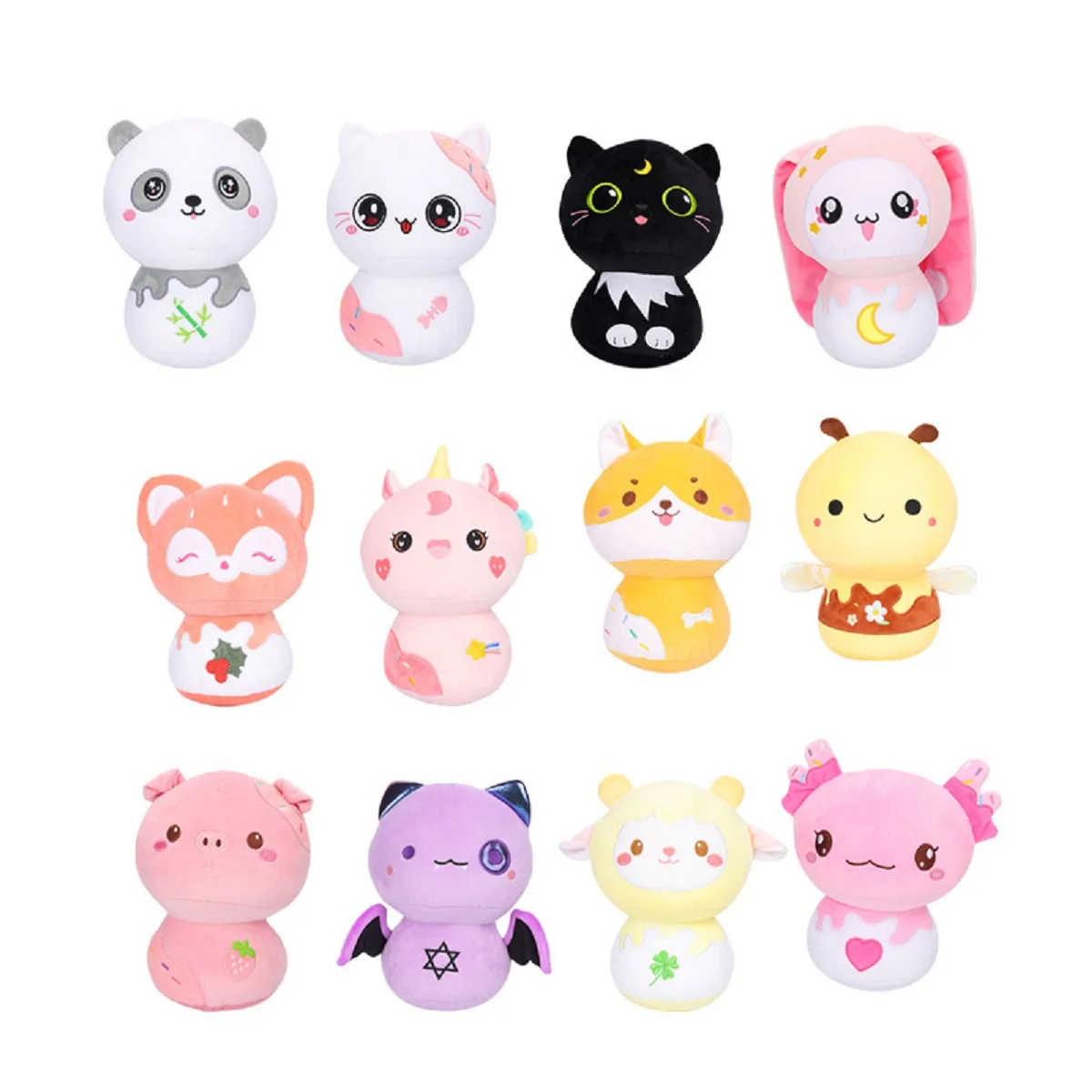 

2023 New 20cm Cute Mushroom Pillow Kawaii Plush Toy Stuffed Animals Plushies Cat Axolotl Rabbit Panda Cat Pig Plush Pillow Gifts