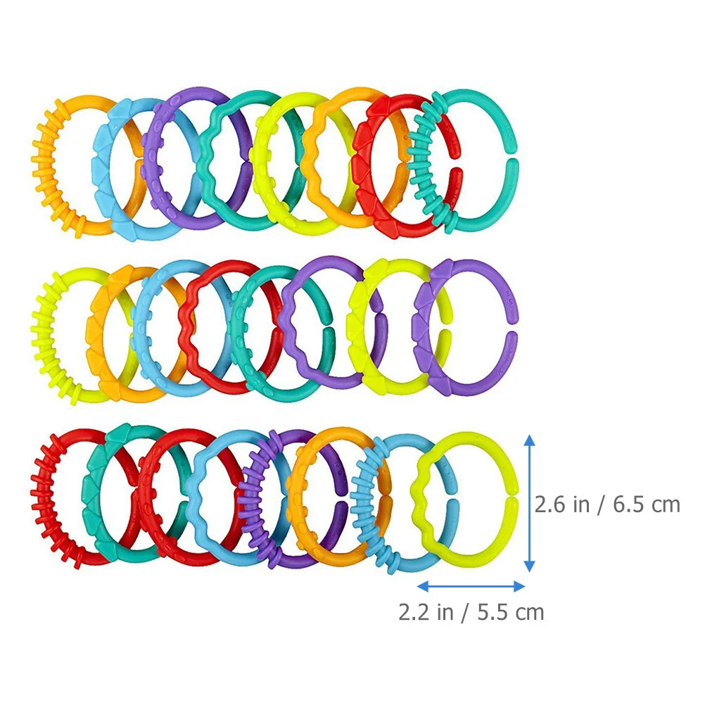 24pcs Baby Crib Connecting Ring Toys Stroller Hanging Ring Attach Toys Crib Toys Baby Rings Baby Links 5