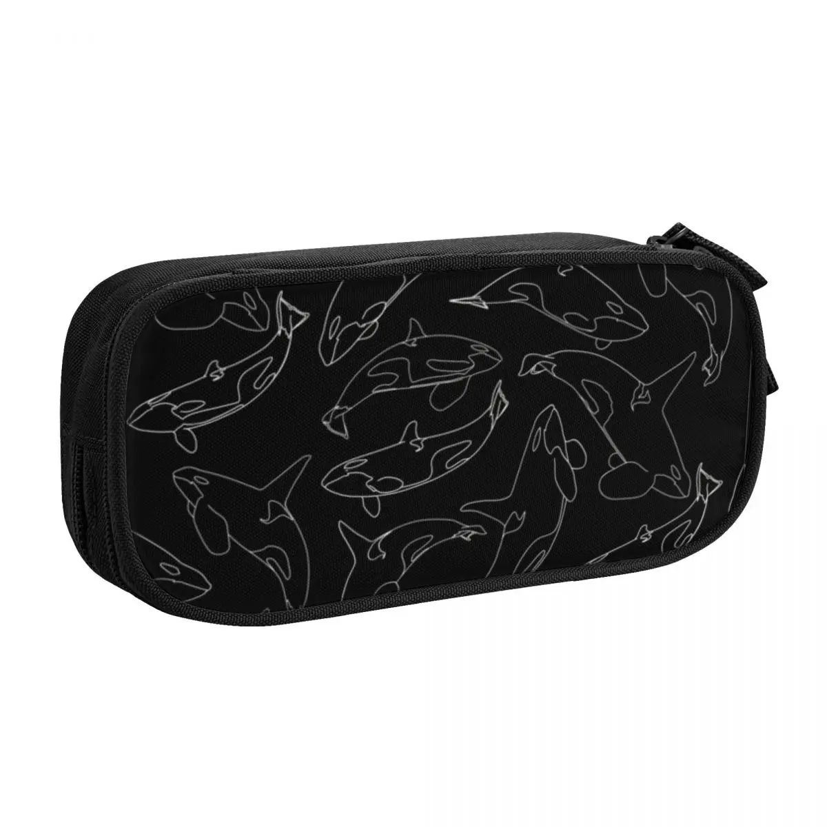 Killer Whale Collage Black School Pencil Case Boy Girl Large Storage Pencil Box Students Stationery