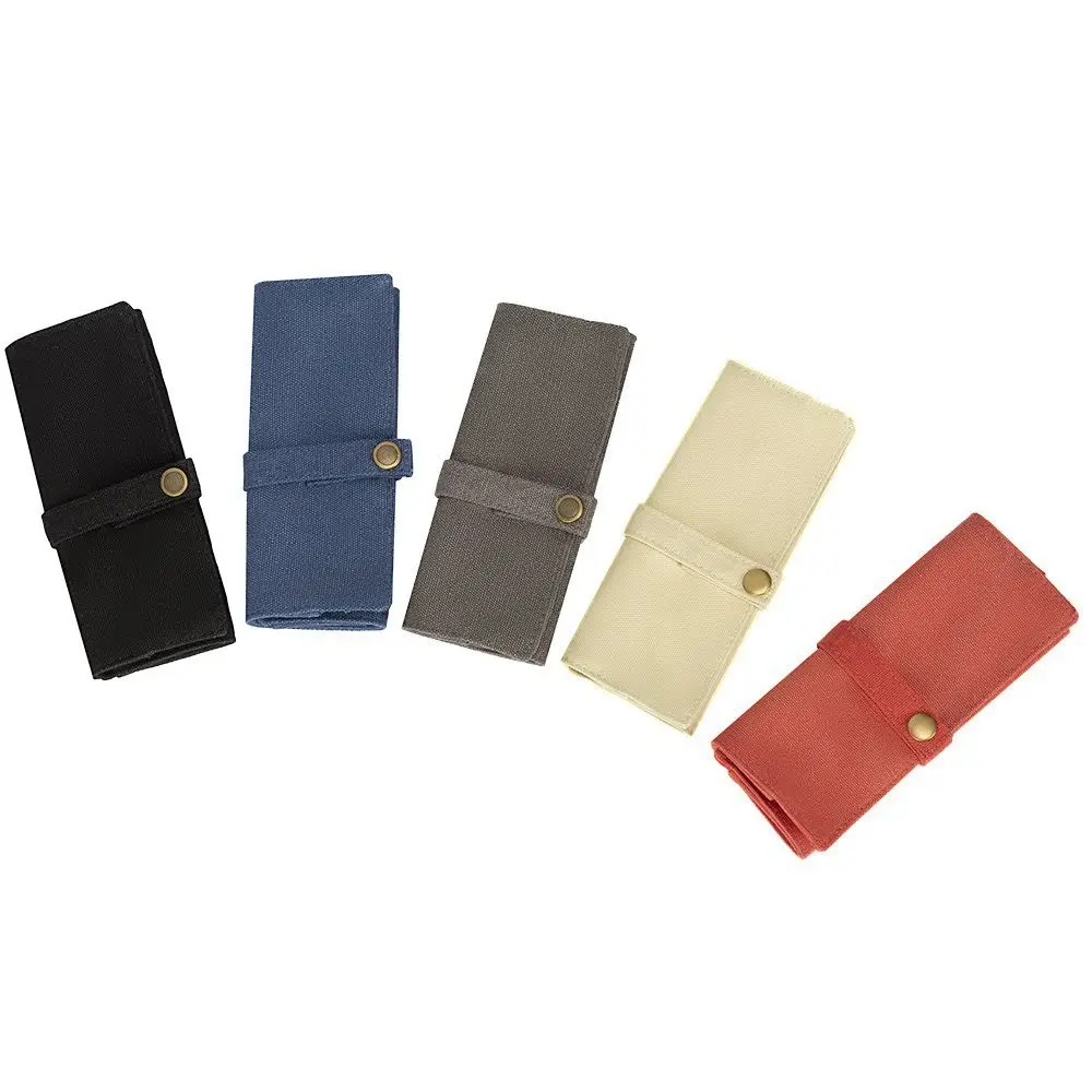 Portable 5 Slot Bracelets Packing Canvas Waterproof Watch Roll Bag Watch Strap Storage Bag Roll Case Necklace Storage Watchband Storage Bag Watch Storage Bag Watch Storage Pouch Watch Protector