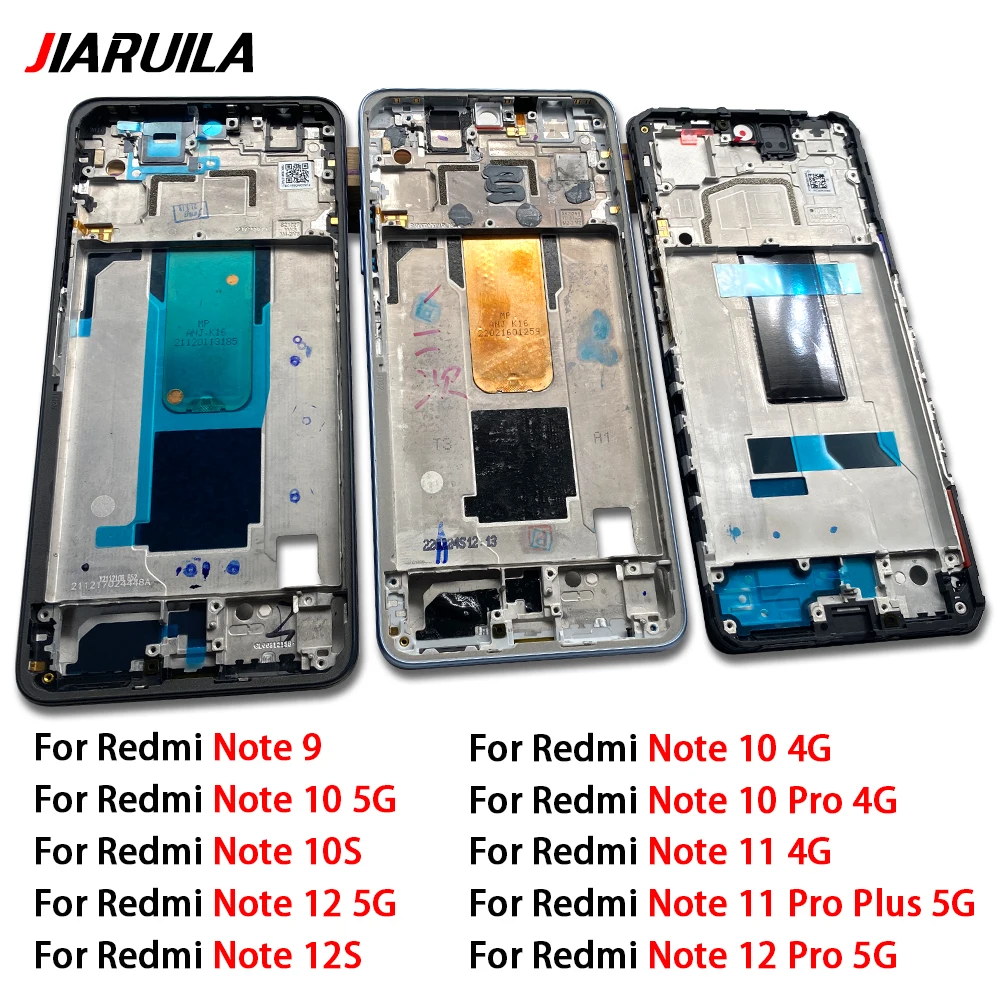 

New Metal Middle Frame For Xiaomi Redmi Note 9 10S 10 11 Pro Plus 12S Back Battery Cover Rear Housing Middle Frame Bezel Plate