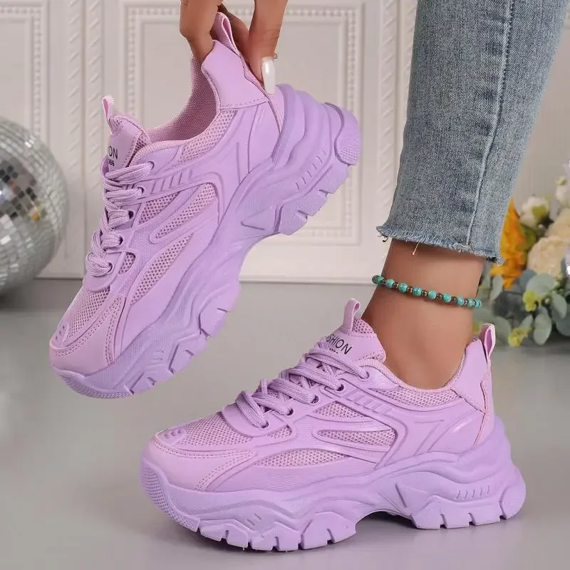 35-41 Spring Campus Sports Style Breathable Non-Slip Thick Sole Women Casual Sneakers Chunky Woman Fashion Comfort Running Shoes 3