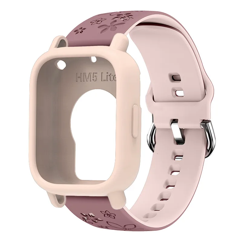 Engraved Silicone Sports Band with Protective Case - Premium Watch Strap Accessory