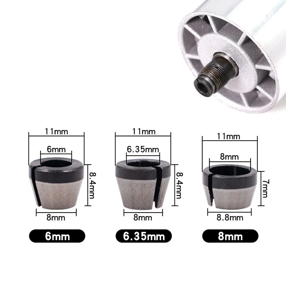6pcs 6mm 6.35mm 8mm Collet Chuck For Engraving Trimming Machine Electric Router Machinery & Accessories