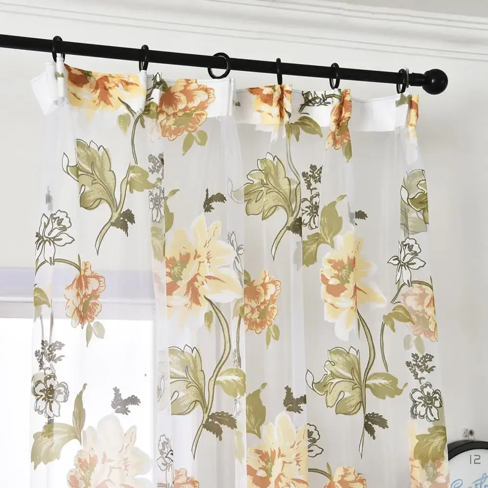 1 Panel Classical Flower Curtain Window Screening Customize Finished Products Purple Tulle Drape