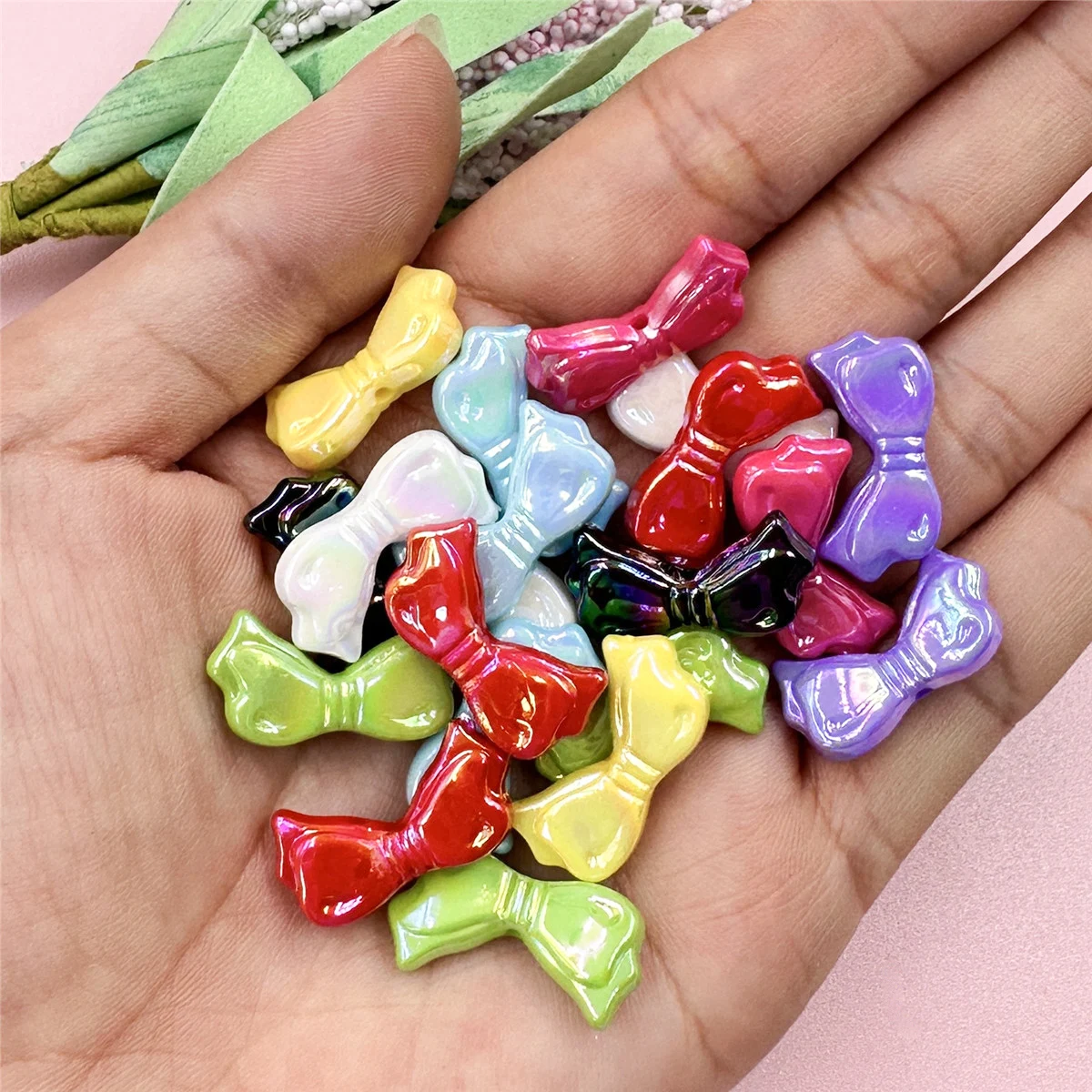 

20PCS 11mm*22mm Acrylic DIY Loose Bowknots Beads For Necklace Bracelets Pendants Jewelry Making