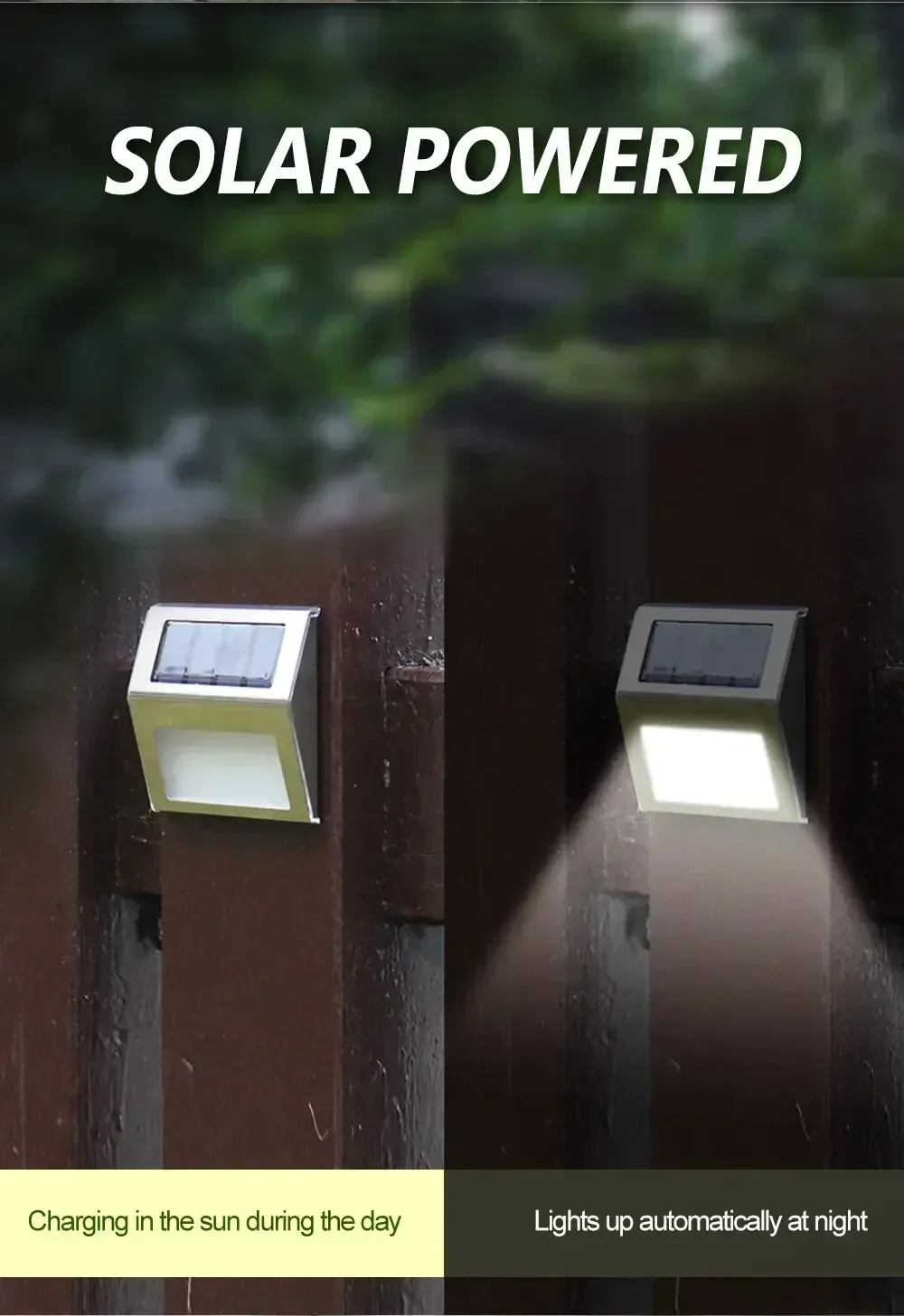 Description Picture 4 of item1/4/6/10pcs 6LED Solar Stair Light Outdoor Stainless Steel Waterproof Yard Garden Deck Light Street Wall Lamp Fence Decoration