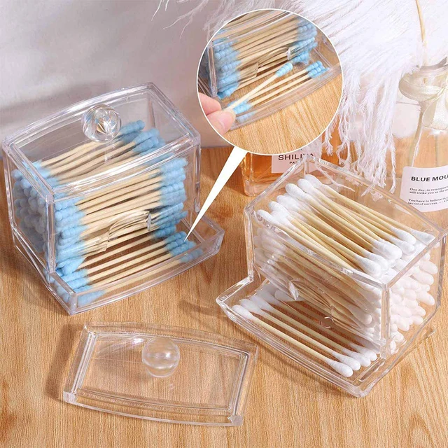 Fürdőszoba Qtip Adagoló Apothecary Edények Átlátszó Műanyag Pamut Golyó Tartály Tamponok Q-Tippek Alkotják A Padokat Kozmetikumok - Image 3