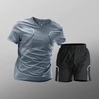 Completo Sportivo da Uomo: T-shirt a Maniche Corte e Pantaloncini ad Asciugatura Rapida