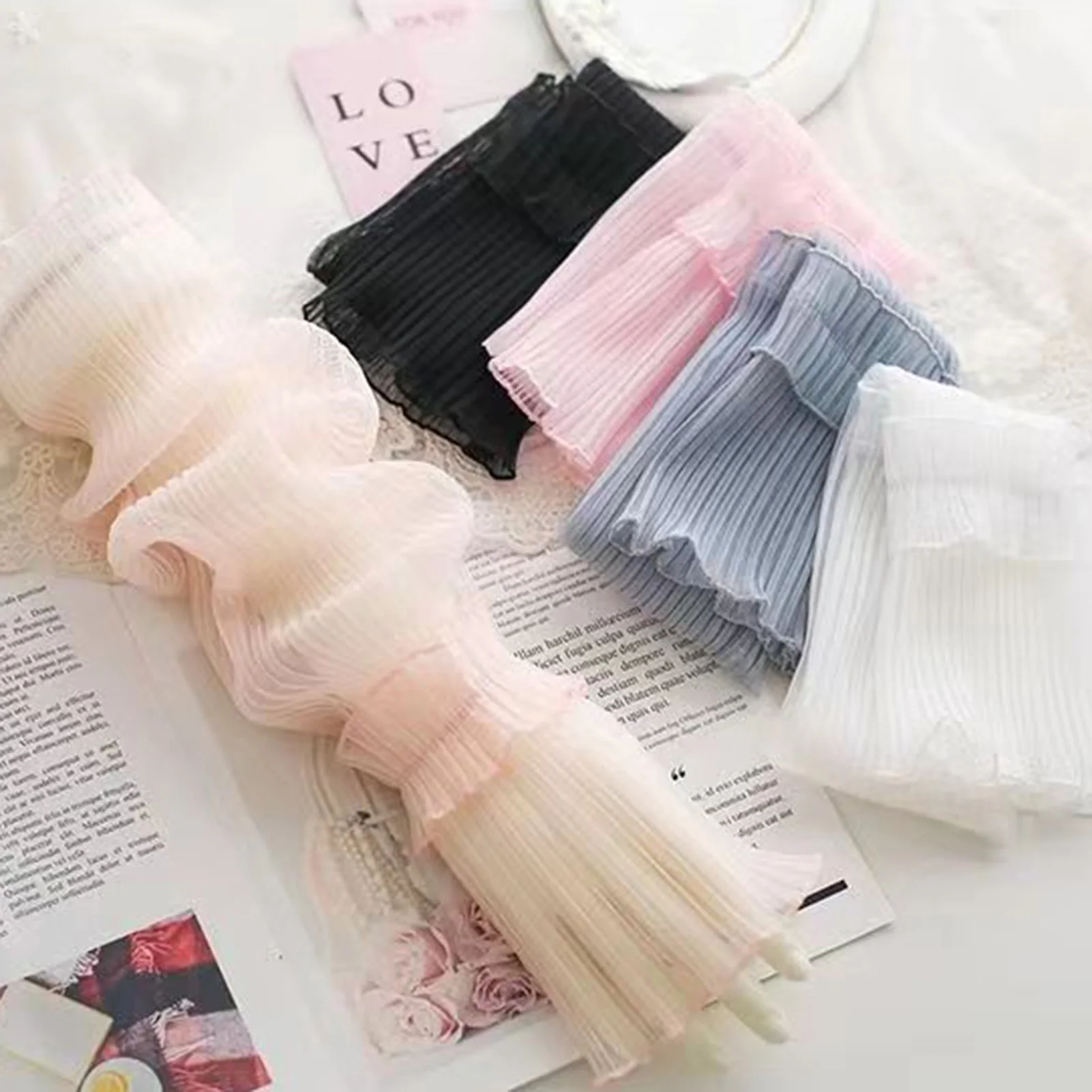 Summer Arm Cooling Sleeves UV Solid Lady Thin Lace Mesh Arm Sleeves for Party Outdoor Sports Activities