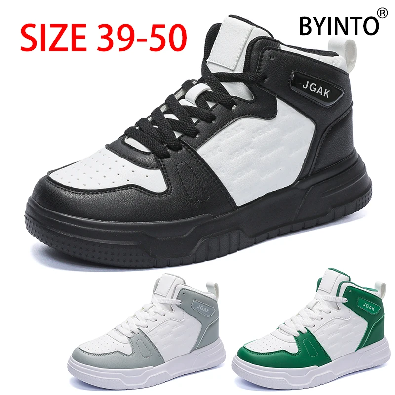 Big Size 39-50 High Top Men's Sport Tennis Shoes Anti-skid Waterproof Leather Sneakers Athletics Casual Footwear Tenis Masculino
