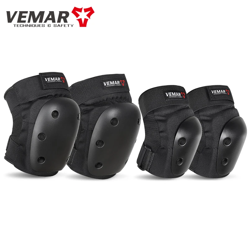 

VEMAR 4 Pcs Set Elbow Brace Knee Pads Protection Motorcycle PP Shell Protector Roller Ice Skating Gear Cycling Riding Bike Sport
