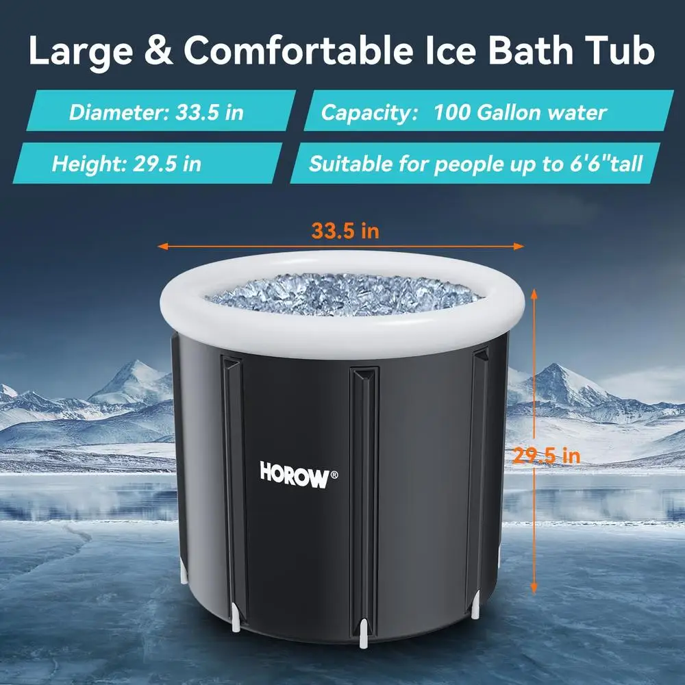 Athletes Recovery Ice Bath Tub Portable Cold Therapy Inflatable Barrel Cover 100 Gallons Capacity Waterproof Durable Easy 5