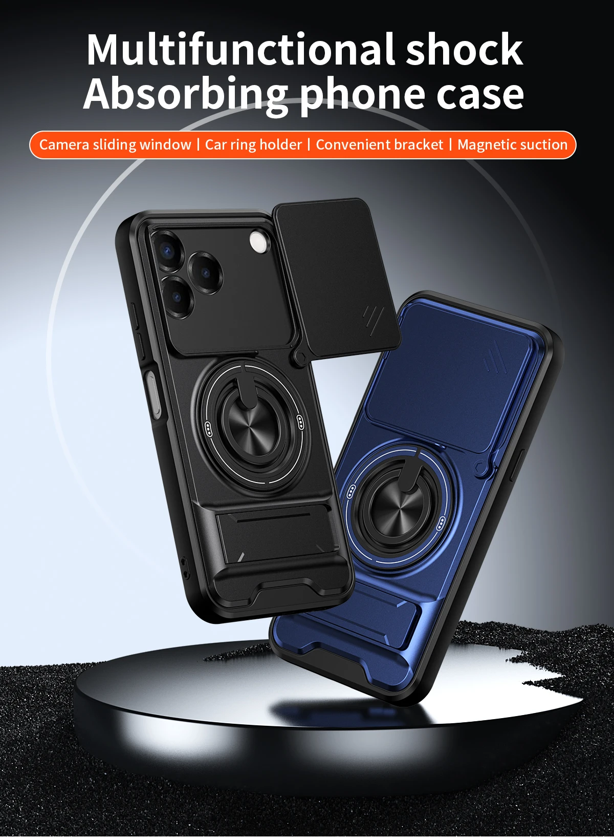 ZTE 블레이드 디자인 누비아 V80 프로 누비아 디자인 비타 렌즈 슬라이드 커버 플라스틱 하드 쉘 회전식 마그네틱 링 폰 케이스 쉘