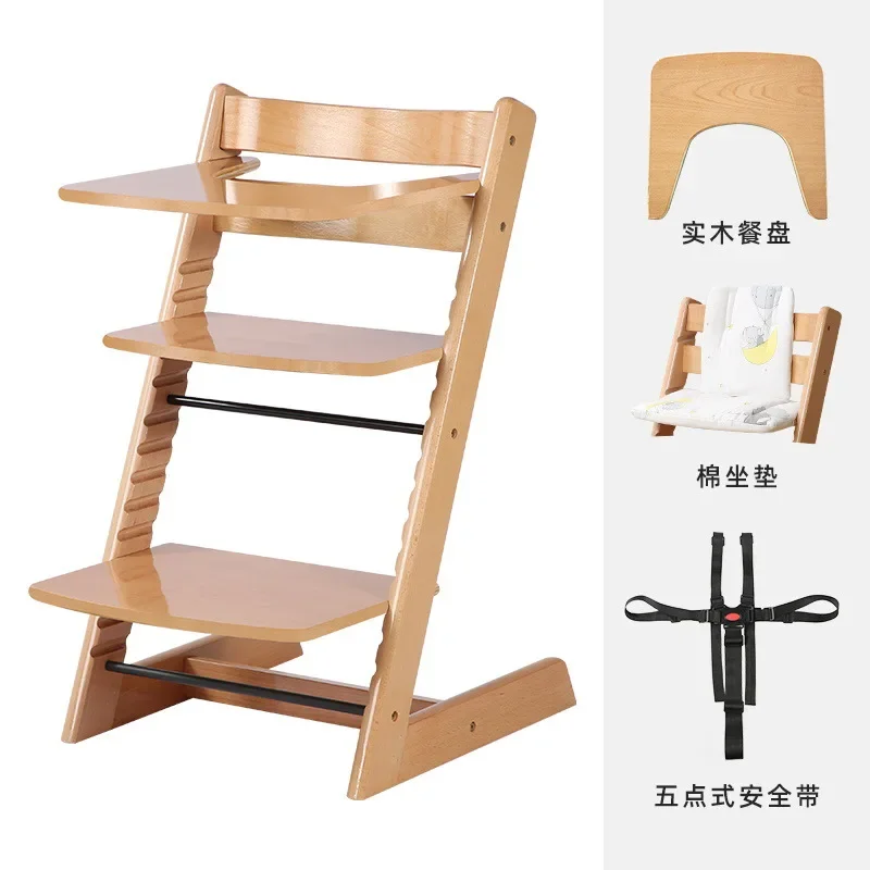 Children's Dining Chair Solid Wood Baby Growth Chair Wood Multifunctional Beech Home Adjustable Learning Table
