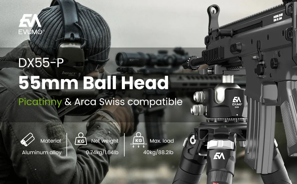 DX55-P Professional Tripod Ball Head Aluminum Panoramic 55mm Ball for Tripod Mon