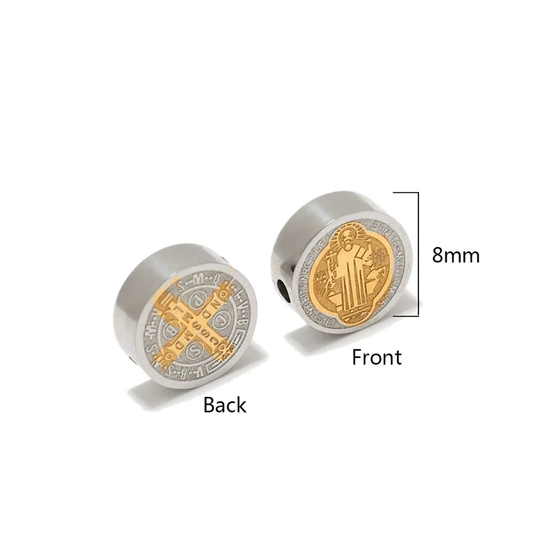 Stainless Steel San Benito Bead Charm For Jewelry Making Gold/Silver Color Metal St Benedict Cross Bead 8mm/10mm 5pcs stainless steel charms metal cross charms metal charm jewelry charms