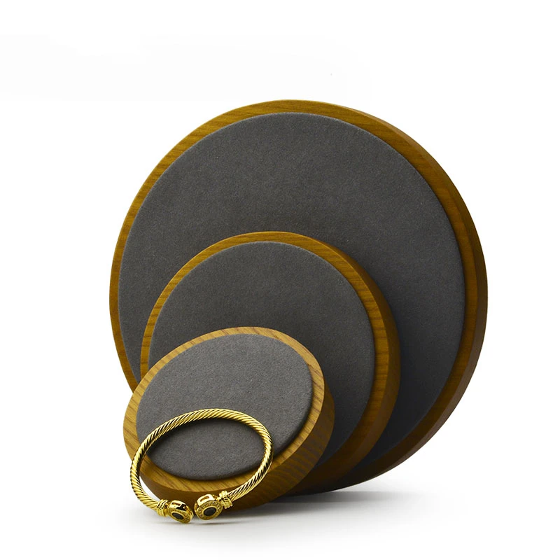 Oirlv Round Jewelry Tray Solid Wood Jewelry Display Plate Earrings Bracelet Necklace Trays 3 sizes Circular Wooden Jewelry Tray
