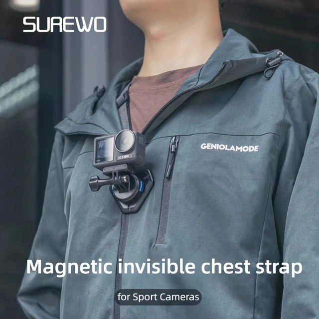Magnetic Chest Strap Concealable Wearable Devices for Gopro 13 12 11 Insta360 Ace Pro 2 DJI Osmo Action 5 Pro 4 3 Action Cameras