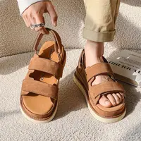 2024 Men Cowhide Non-Stuffy Feet Fashion Sandals Summer New Couple Thick Bottom Increased Super Soft Outdoor Slippers Women 1
