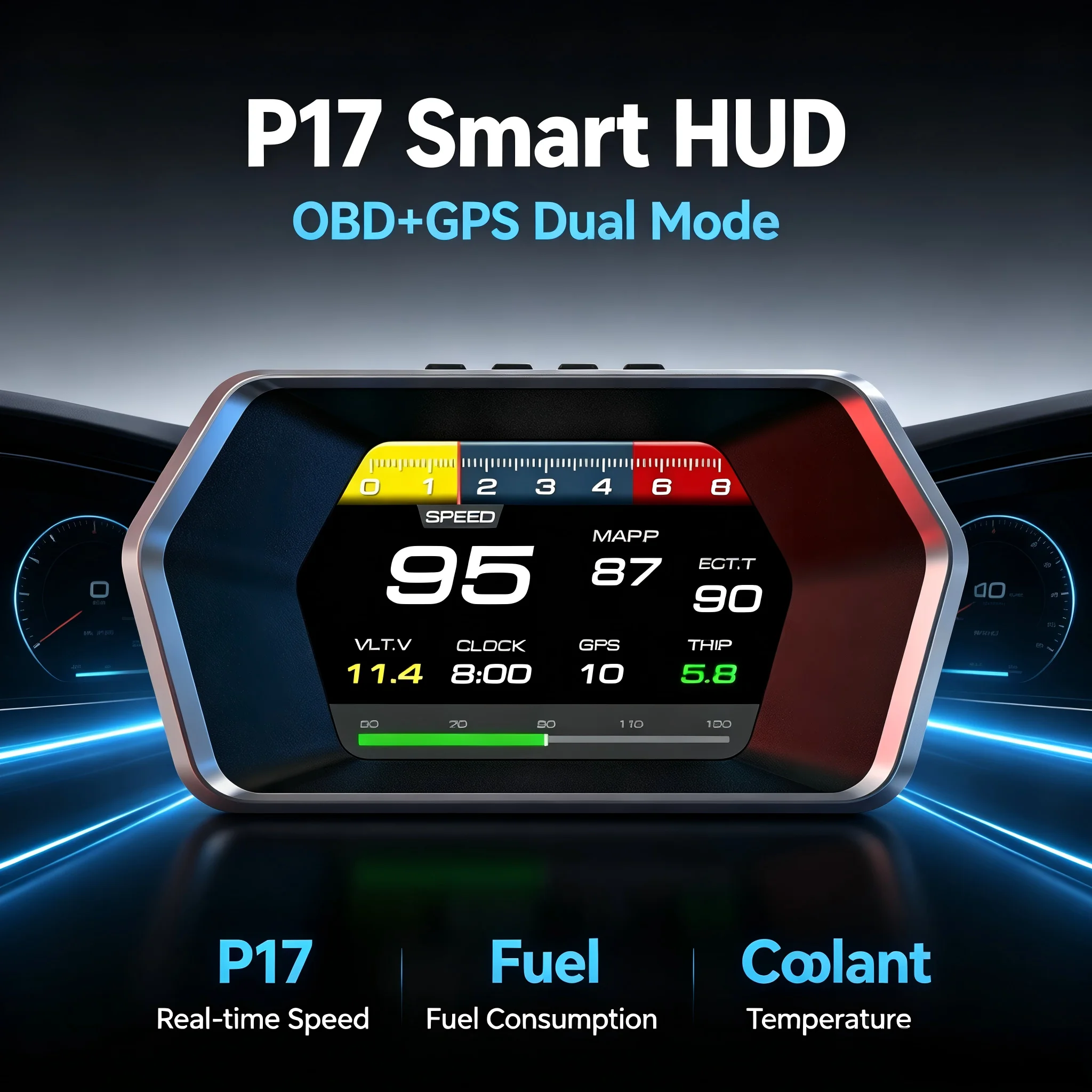 HUD Universal para Auto, Pantalla de Proyección Head-up, Velocímetro Portátil de Alta Definición, Computadora para Vehículo 1