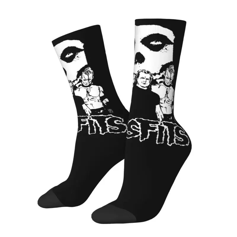 

Horror Punk Band Misfits Skull Men's Crew Socks Unisex Funny Heavy Metal Rock Music Spring Summer Autumn Winter Socks