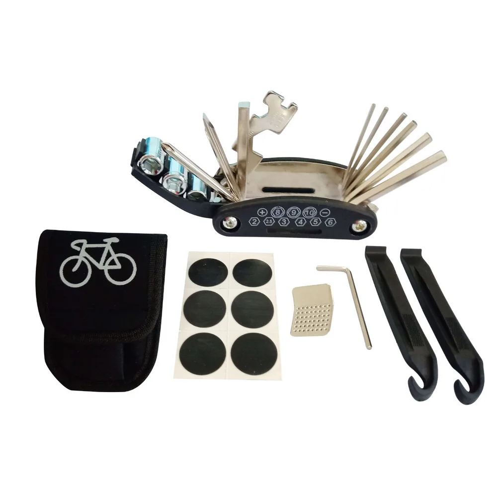 Dağ bisikleti kombinasyonu 16'sı 1 arada anahtar yapıştırıcısız lastik tamir alet seti_voghion.com