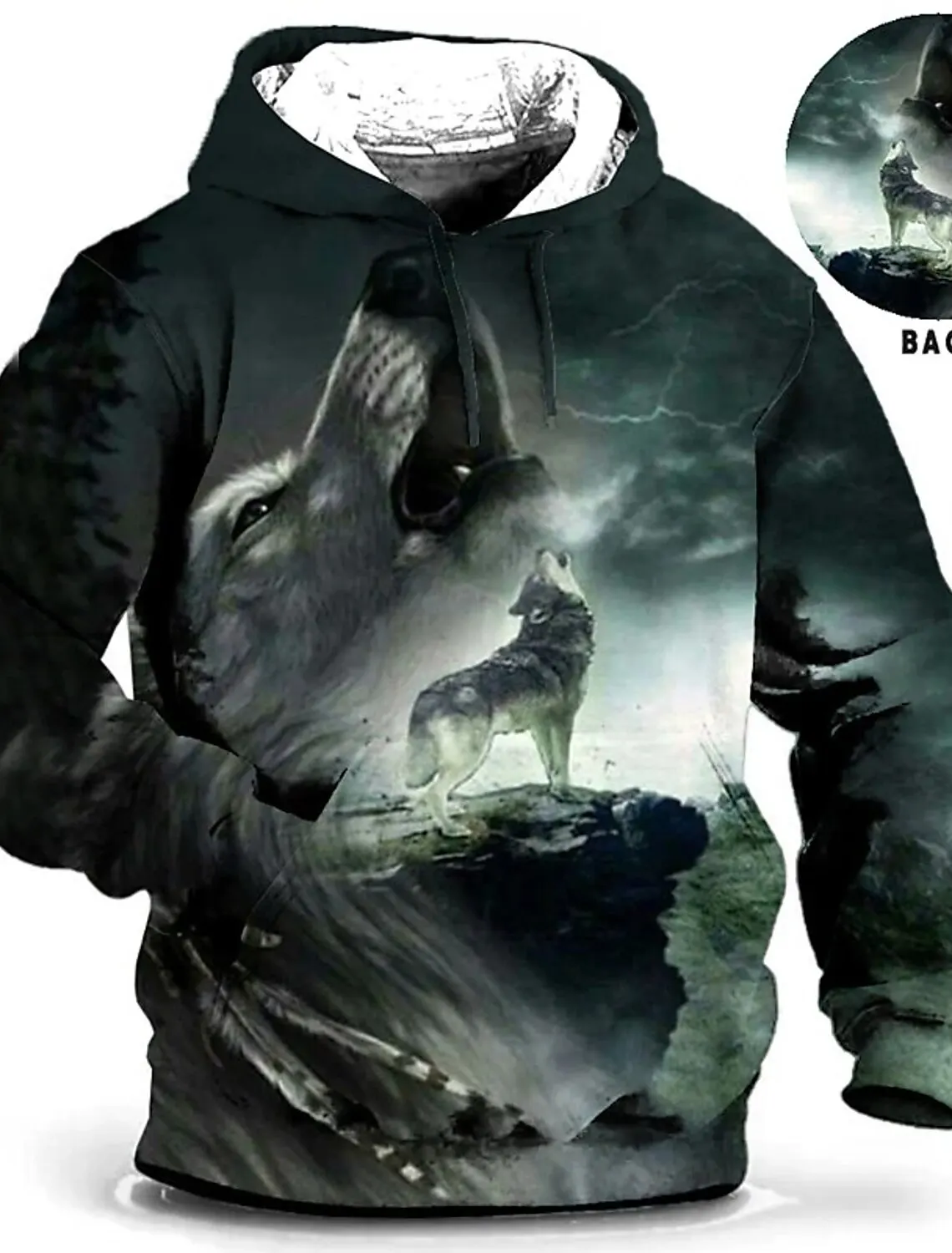 

Men's Hoodies Wolf Graphic Animal 3D Printing sweatshirts clothing Harajuku Fashion Hooded Autumn Long Sleeve Hoodie for Men