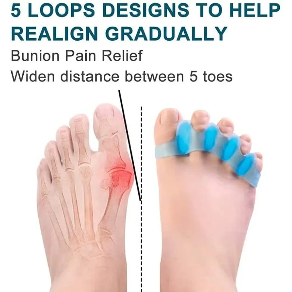 Silicone Toe Protector Finger Toe Separator Bunion Corrector Foot Stretchers Straightener Protector Pain Relief Foot Care 1Pair