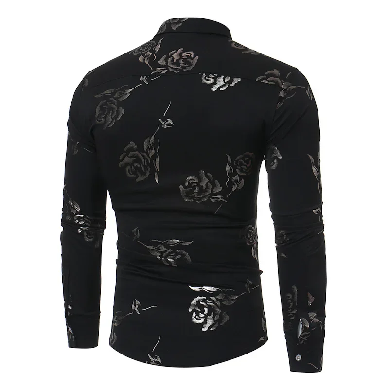 Description Picture 5 of itemAutumn Men's Button Shirt Personality Christmas Gift Luxury Coat Rose Print Evening Dress Top Prom High end Clothes 2023 New