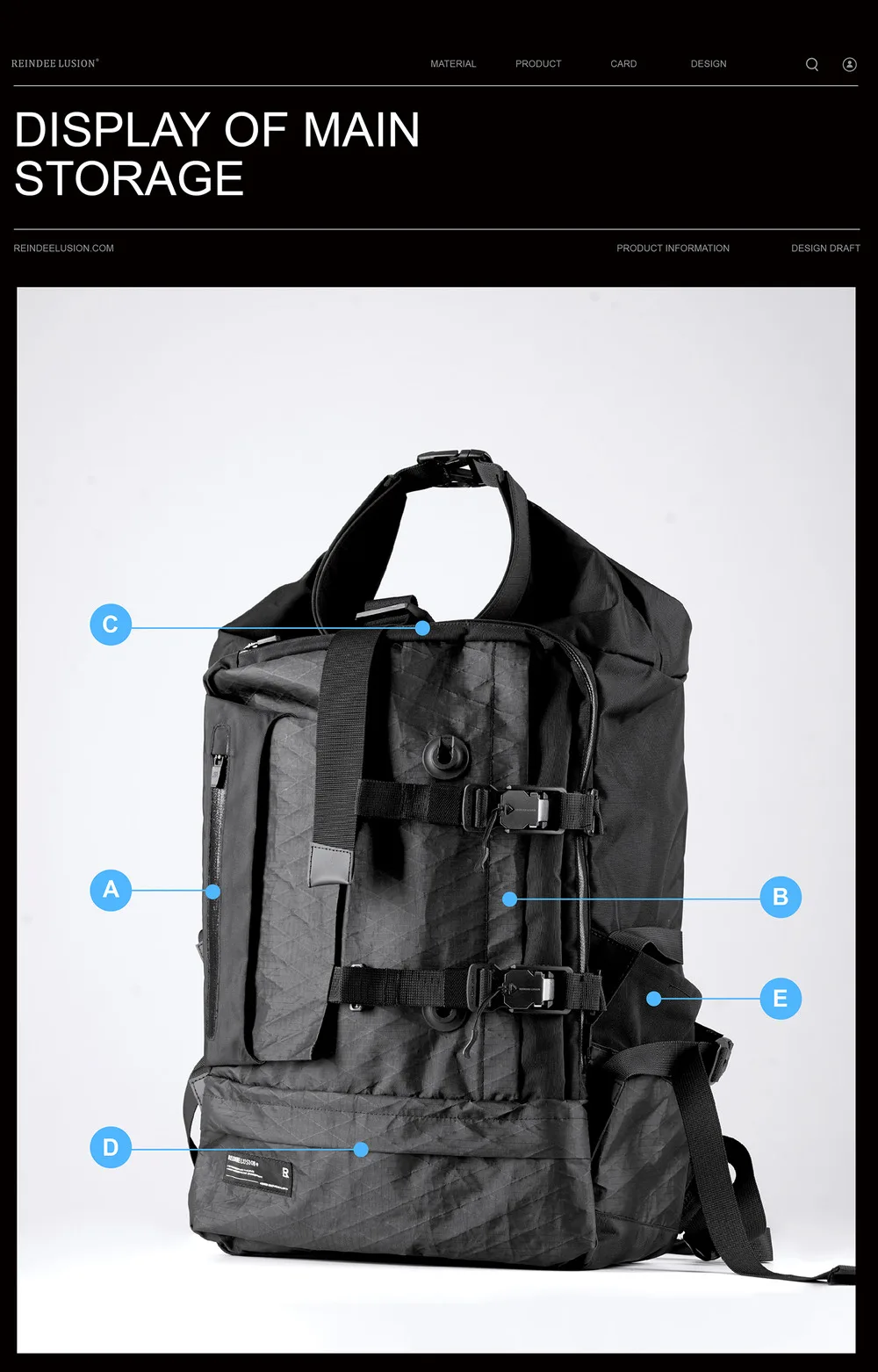 Reindee Lusion 24ss FP01 Multifunctional backpack combined materials xpac cd hard shell techwear accessories edc carrier